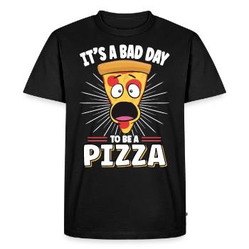 C’est une mauvaise journée pour être une pizza - T-shirt Premium bio Homme - noir - Devant - Nico (187cm)