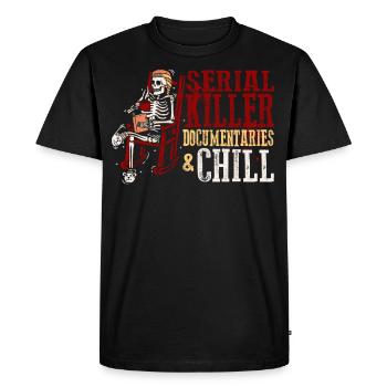 Documentaires sur les tueurs en série et chill - T-shirt Premium bio Homme - noir - Devant - Nico (187cm)