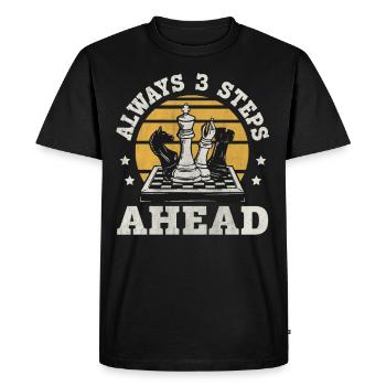Always 3 Steps Ahead funny chess - Men's Premium Organic T-Shirt - black - Front - Nico (187cm)