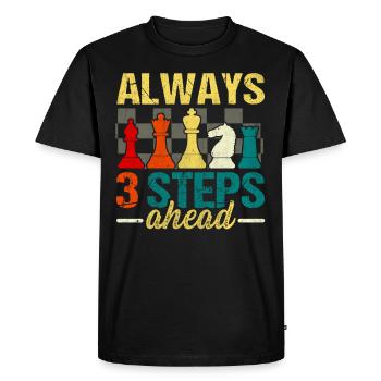 Always 3 Steps Ahead funny chess - Men's Premium Organic T-Shirt - black - Front - Nico (187cm)