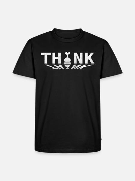Think lustiges Schach - Männer Premium Bio T-Shirt - Schwarz