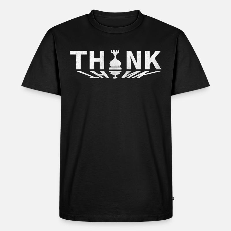 Think lustiges Schach - Männer Premium Bio T-Shirt - Schwarz