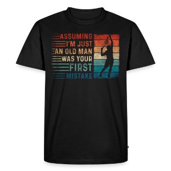 En supposant que je ne suis qu’un vieil homme confond le badminton - T-shirt Premium bio Homme - noir - Devant - Nico (187cm)