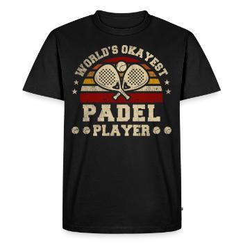 Worlds Okayest Padel Player Retro Padel - Men's Premium Organic T-Shirt - black - Front - Nico (187cm)