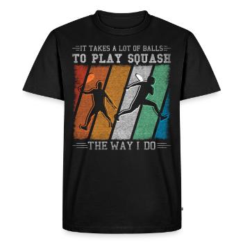 It Takes A Lot Of Balls To Play Squash - Men's Premium Organic T-Shirt - black - Front - Nico (187cm)