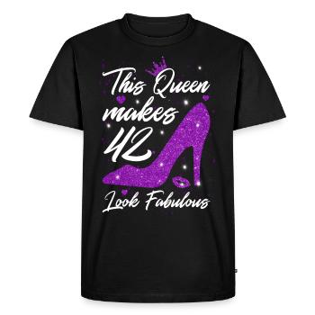This Queen makes 42 look Fabulous 42th Birthday - Men's Premium Organic T-Shirt - black - Front - Nico (187cm)