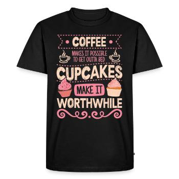Cupcakes Make It Worthwhile Funny Coffee & Cupcake - Men's Premium Organic T-Shirt - black - Front - Nico (187cm)