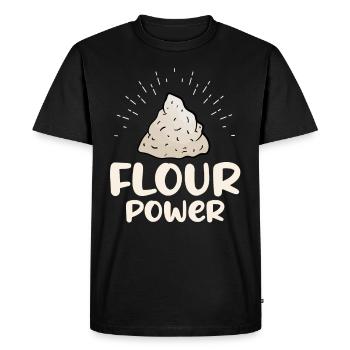 Funny Design for Baker and Pastry Cook Flour Power - Men's Premium Organic T-Shirt - black - Front - Nico (187cm)