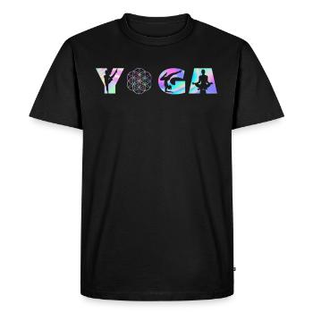 Lettrage de yoga avec Lotus Flower Yoga - T-shirt Premium bio Homme - noir - Devant - Nico (187cm)