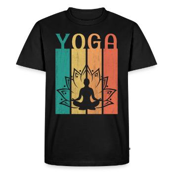 Yoga méditant la fleur de lotus rétro - T-shirt Premium bio Homme - noir - Devant - Nico (187cm)