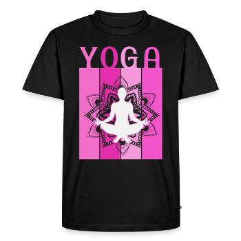 Yoga méditant la fleur de lotus rétro - T-shirt Premium bio Homme - noir - Devant - Nico (187cm)