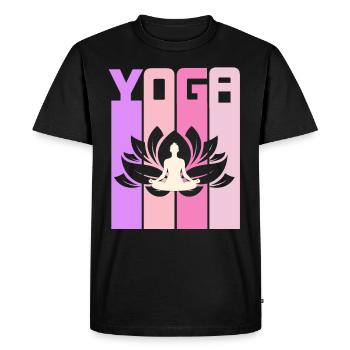 Yoga méditant la fleur de lotus rétro - T-shirt Premium bio Homme - noir - Devant - Nico (187cm)