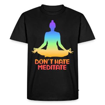 Don't Hate Meditate Yoga - Men's Premium Organic T-Shirt - black - Front - Nico (187cm)