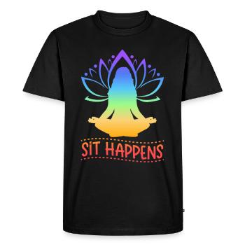 Sit Happens Yoga - Men's Premium Organic T-Shirt - black - Front - Nico (187cm)