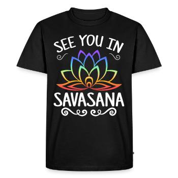Rendez-vous à Savasana Lotus Flower Yoga - T-shirt Premium bio Homme - noir - Devant - Nico (187cm)