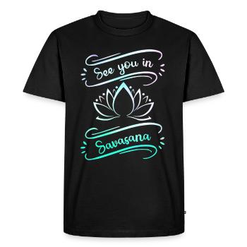 Rendez-vous à Savasana Lotus Flower Yoga - T-shirt Premium bio Homme - noir - Devant - Nico (187cm)
