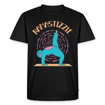 Namastizzle Funny Meditating Sloth Yoga - Men's Premium Organic T-Shirt - black - Front - Nico (187cm)