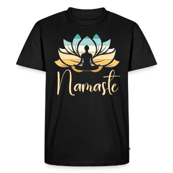 Namaste Fleur de Lotus Méditation Yoga - T-shirt Premium bio Homme - noir - Devant - Nico (187cm)