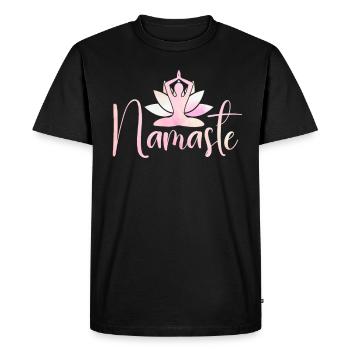 Namaste Fleur de Lotus Méditation Yoga - T-shirt Premium bio Homme - noir - Devant - Nico (187cm)