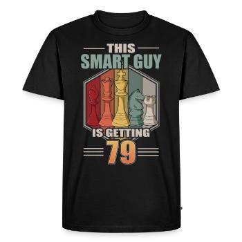 Smart Guy Is Getting 79 Retro Chess 79 Birthday - Men's Premium Organic T-Shirt - black - Front - Nico (187cm)