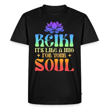 Energy Chakra Holistic Healing Hands Reiki - Men's Premium Organic T-Shirt - black - Front - Nico (187cm)