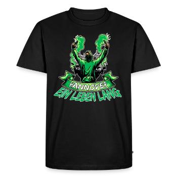 Hannover ein Leben lang - Männer Premium Bio T-Shirt - Schwarz - Vorne - Nico (187cm)