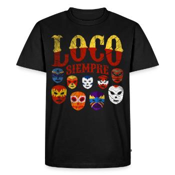 Luchador Masks Loco Siempre - Men's Premium Organic T-Shirt - black - Front - Nico (187cm)