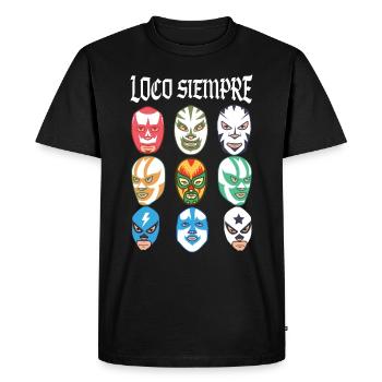 Luchador Masks Loco Siempre - Men's Premium Organic T-Shirt - black - Front - Nico (187cm)