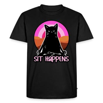 Sit Happens Funny Yoga - Men's Premium Organic T-Shirt - black - Front - Nico (187cm)