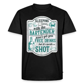 Dormir avec un barman Lustiges Bartender - T-shirt Premium bio Homme - noir - Devant - Nico (187cm)