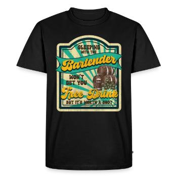 Dormir avec un barman Barman Drôle de barman - T-shirt Premium bio Homme - noir - Devant - Nico (187cm)