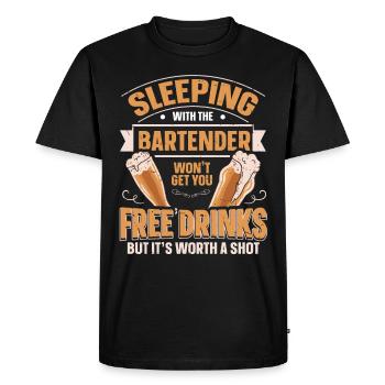 Dormir avec un barman Lustiges Bartender - T-shirt Premium bio Homme - noir - Devant - Nico (187cm)