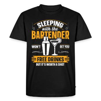 Dormir avec un barman Lustiges Bartender - T-shirt Premium bio Homme - noir - Devant - Nico (187cm)