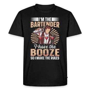 I Have The Booze So I Make The Rules Barkeeper - Men's Premium Organic T-Shirt - black - Front - Nico (187cm)