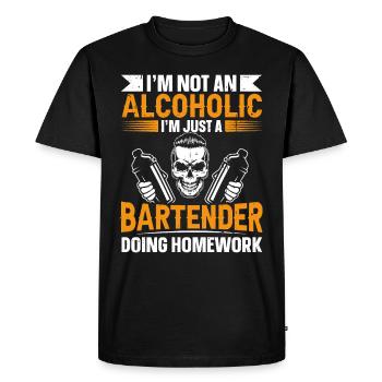 Juste un barman faisant ses devoirs Barman drôle - T-shirt Premium bio Homme - noir - Devant - Nico (187cm)