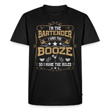 I Have The Booze So I Make The Rules Barkeeper - Men's Premium Organic T-Shirt - black - Front - Nico (187cm)