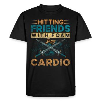 Frapper des amis avec de la mousse est mon Cardio RPG - T-shirt Premium bio Homme - noir - Devant - Nico (187cm)