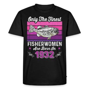 Fisherwomen Born 1932 for angler 91st birthday - Men's Premium Organic T-Shirt - black - Front - Nico (187cm)
