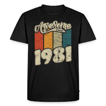 1981 Birthday Awesome since Retro - Men's Premium Organic T-Shirt - black - Front - Nico (187cm)