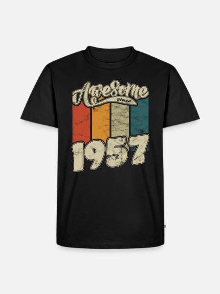 1957 Birthday Awesome since Retro - Men's Premium Organic T-Shirt - black
