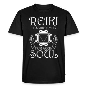 Energy Chakra Holistic Healing Hands Reiki - Men's Premium Organic T-Shirt - black - Front - Nico (187cm)