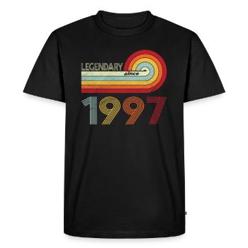 1997 Anniversaire Légendaire depuis Vintage Rainbow - T-shirt Premium bio Homme - noir - Devant - Nico (187cm)