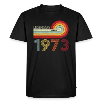 1973 Anniversaire Légendaire depuis Vintage Rainbow - T-shirt Premium bio Homme - noir - Devant - Nico (187cm)