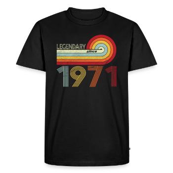 1971 Anniversaire Légendaire depuis Vintage Rainbow - T-shirt Premium bio Homme - noir - Devant - Nico (187cm)