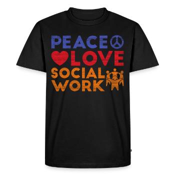 Peace Love Travail social Travailleur social - T-shirt Premium bio Homme - noir - Devant - Nico (187cm)