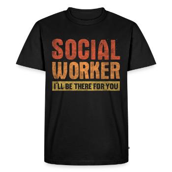 Je serai là pour toi Travailleur social - T-shirt Premium bio Homme - noir - Devant - Nico (187cm)