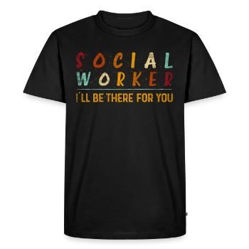 Je serai là pour toi Travailleur social - T-shirt Premium bio Homme - noir - Devant - Nico (187cm)