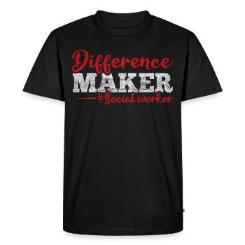 Difference Maker Proud Social Worker - Men's Premium Organic T-Shirt - black - Front - Nico (187cm)
