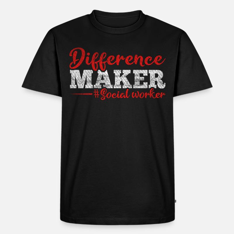 Difference Maker Proud Sozialarbeiter - Männer Premium Bio T-Shirt - Schwarz