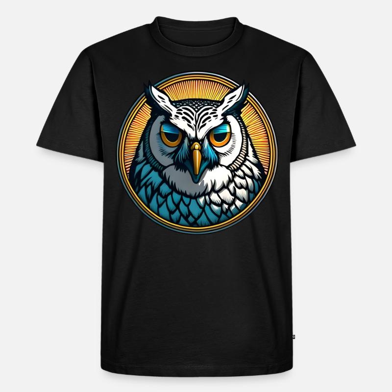 Weise Eule Weisheit - Männer Premium Bio T-Shirt - Schwarz